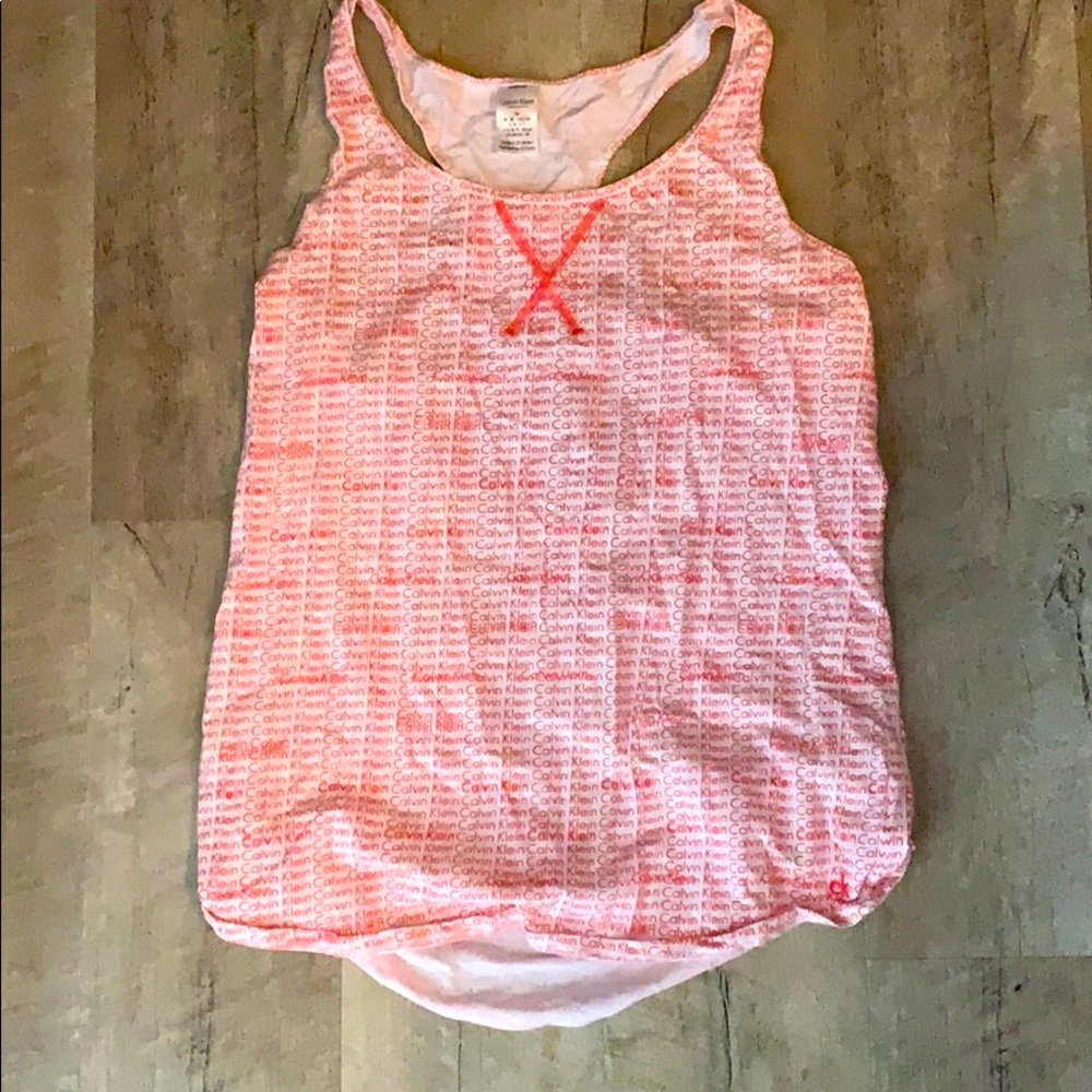 Red and white Calvin Klein tank